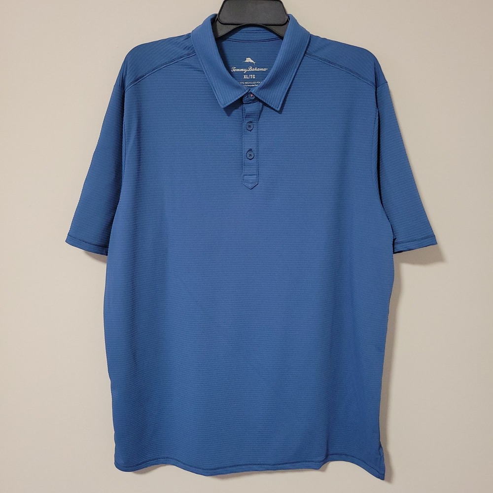 Tommy Bahama IslandZone Polo Shirt Mens XL Blue Textured Performance Golf Casual